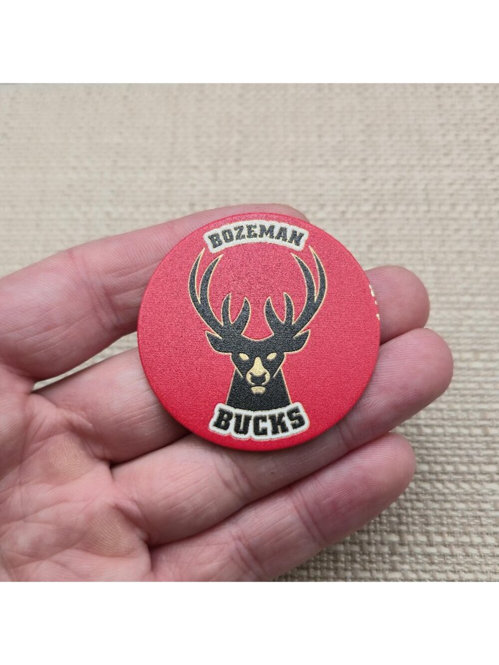 Bozeman Bucks Baseball Trading Pin | Red and Black Deer Logo Enamel Pin B1551